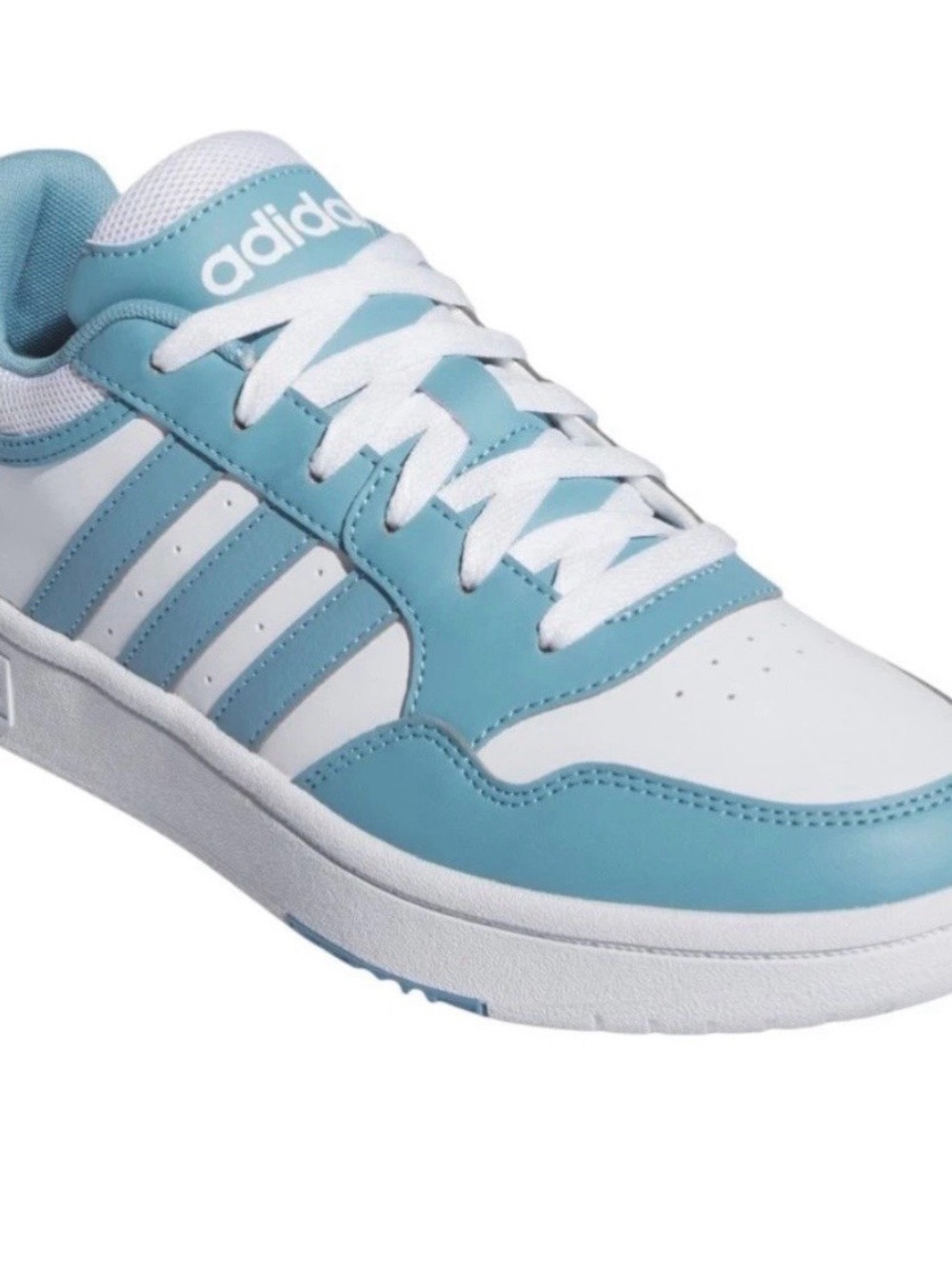adidas Hoops 3.0 IG6108 White Blue Leather Low Top Men's Basketball Sneakers